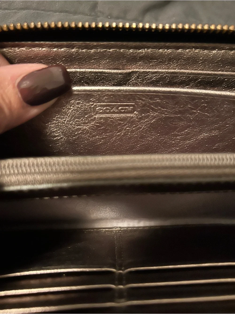 Coach Black Madison Gathered Leather  Zip-Around Wallet